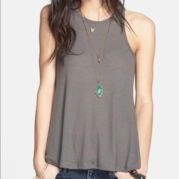 Free People Gray Flowy Tank - Picture 1 of 3